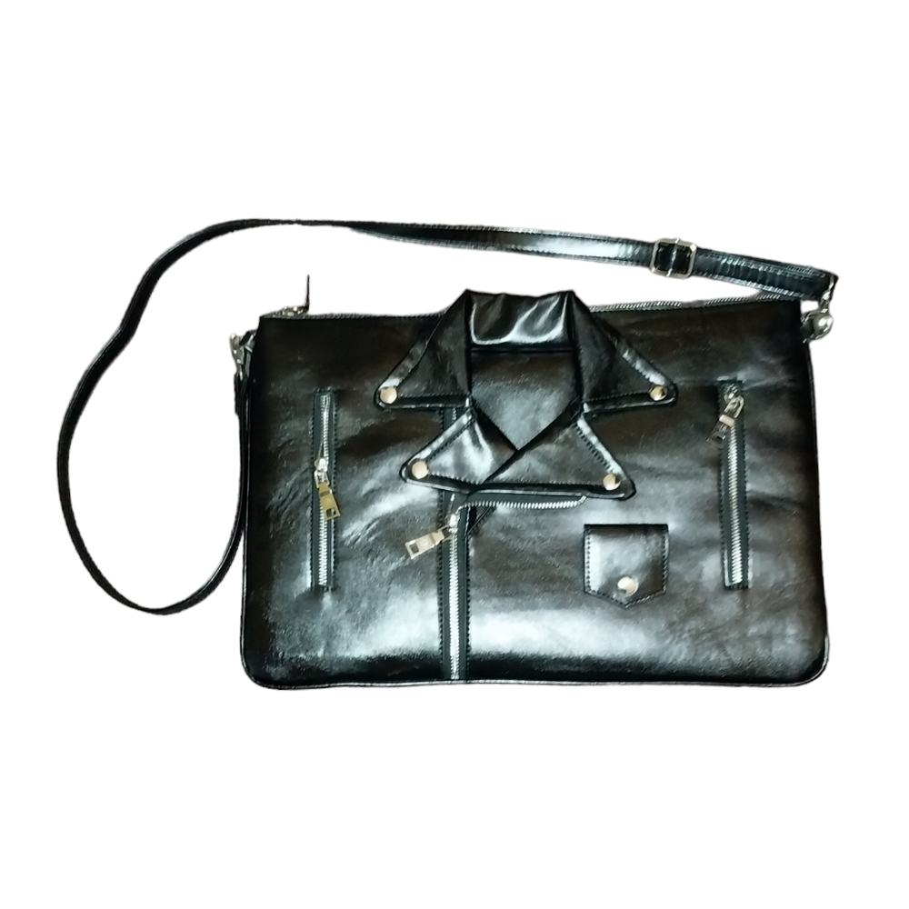 CURRENT MOOD STUDDED COLLAR MOTORCYCLE JACKET LAPTOP CROSSBODY BAG